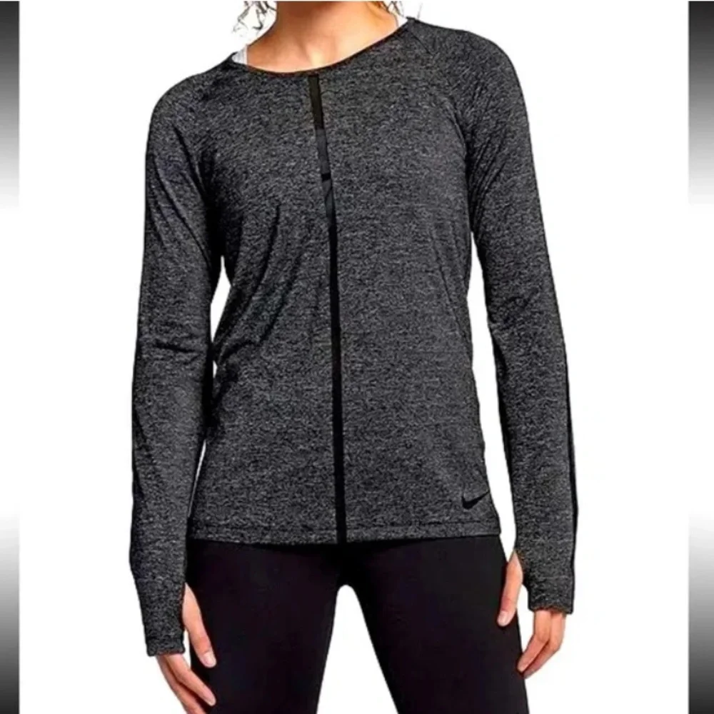 NIKE PRO HYPERCOOL Long-sleeve Mesh Tops Women’s Size S Dark Gray Training